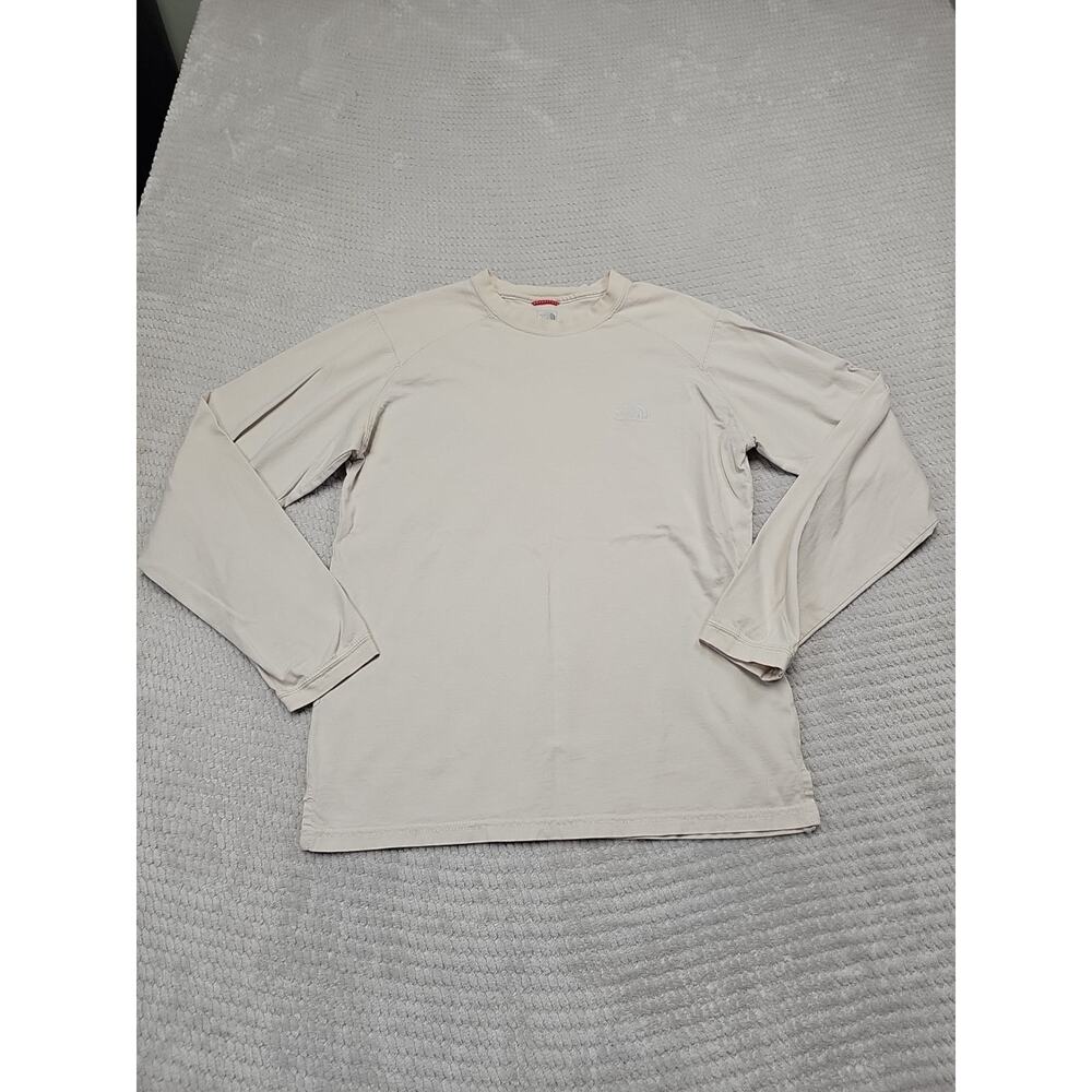 The North Face Shirt Mens Small Beige Long Sleeve Embroidered Logo